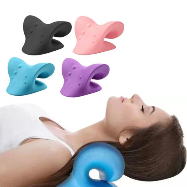 Cervical Neck Stretcher & Traction Pillow – Ergonomic Neck/Shoulder Relaxer, Foam Massage Nodes, Posture Alignment, Pain & Tension Relief